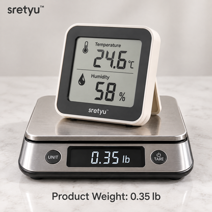 sretyu indoor plant temperature and humidity monitor showing total product weight