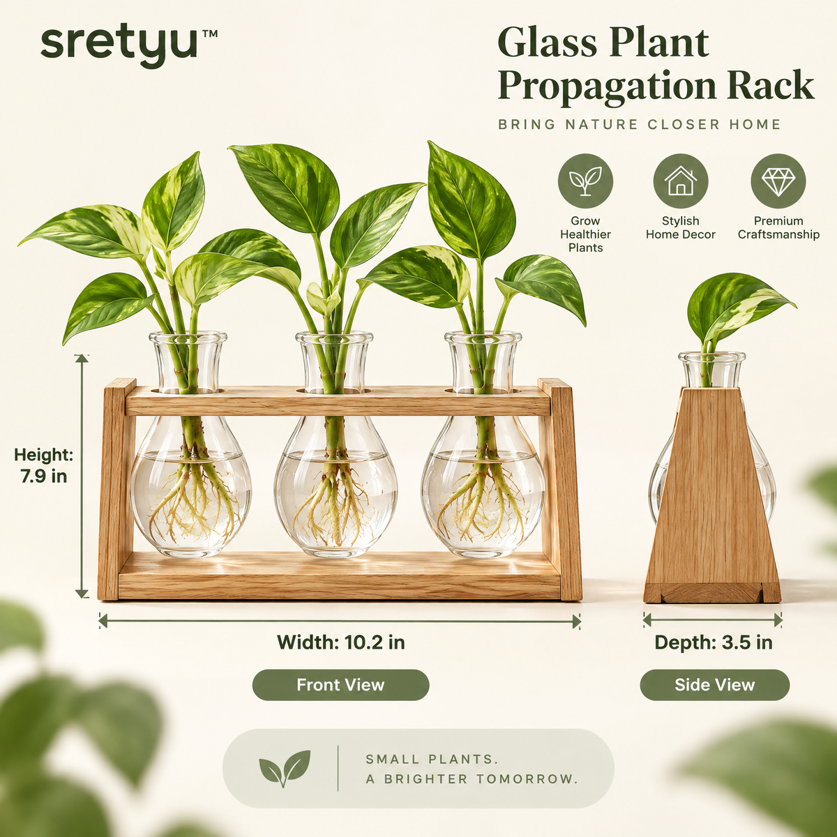 sretyu propagation rack dimensions: 10.2 inches wide, 3.5 inches deep and 7.9 inches high