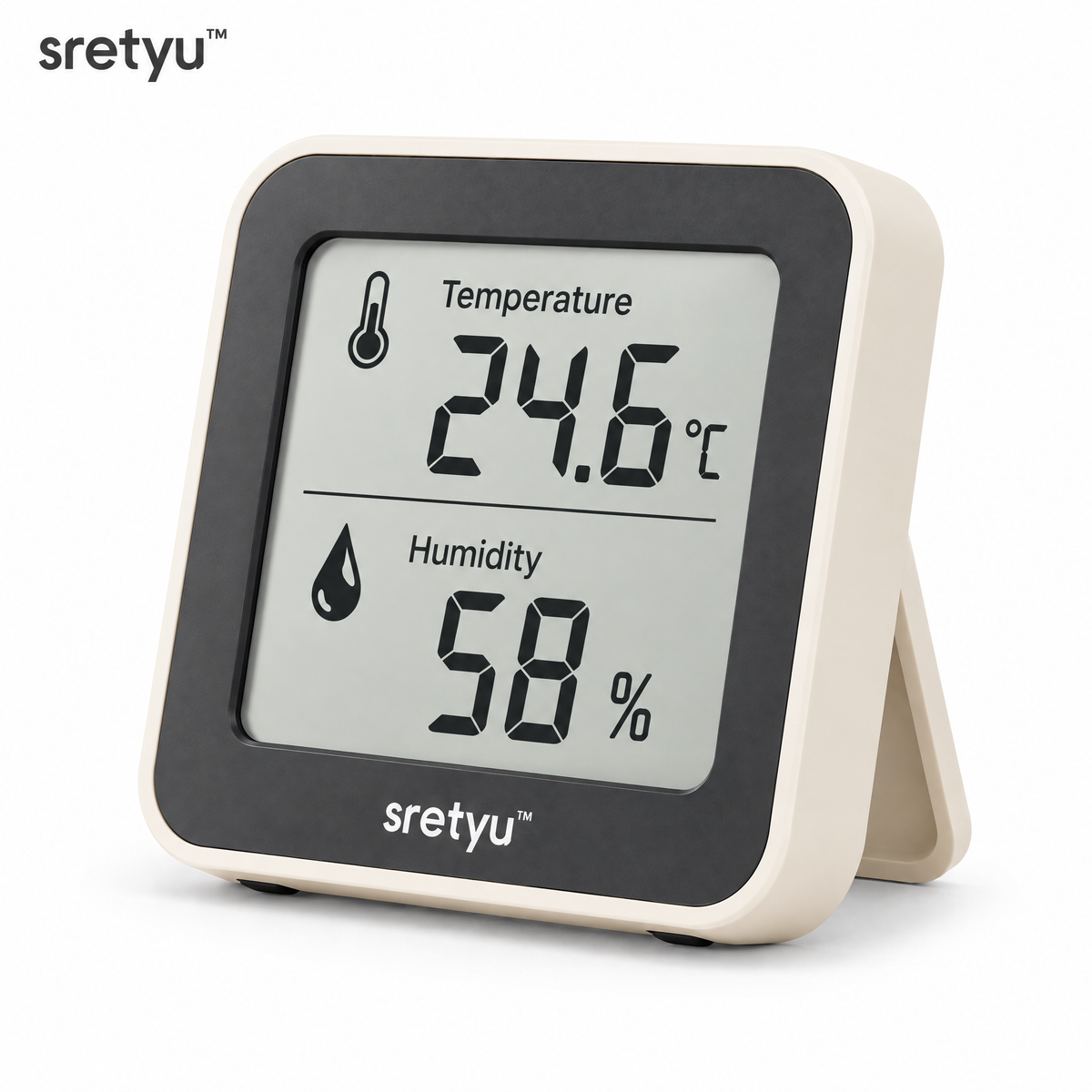 sretyu compact digital temperature and humidity monitor on a white background