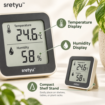sretyu LCD temperature and humidity monitor with fold-out stand